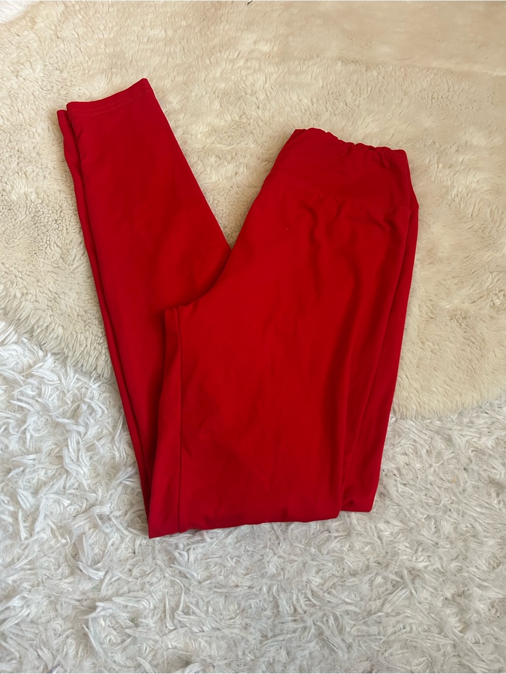 Satina red soft stretchy leggings pants woman’s size one size